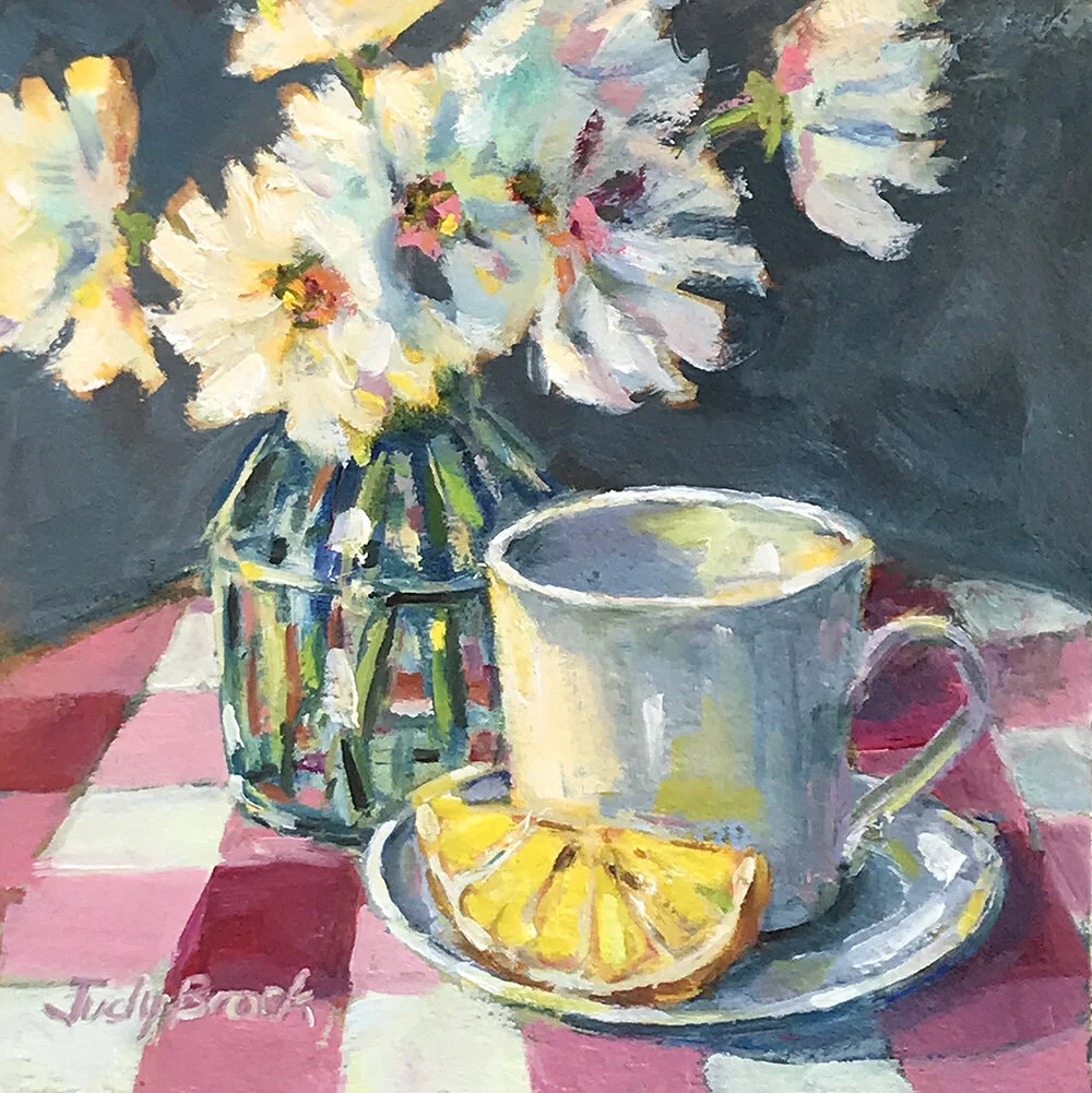 Green Apple on Checks — Judy Brock Fine Art